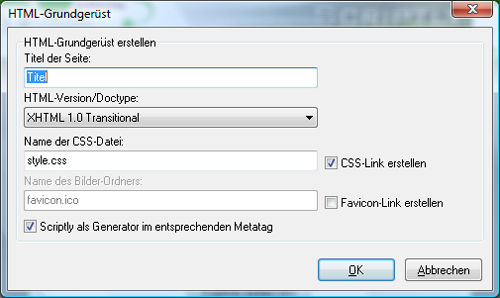 Informationen fr das HTML-Gerst